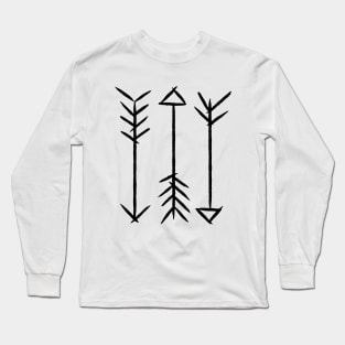 Black and White Abstract Arrows Long Sleeve T-Shirt